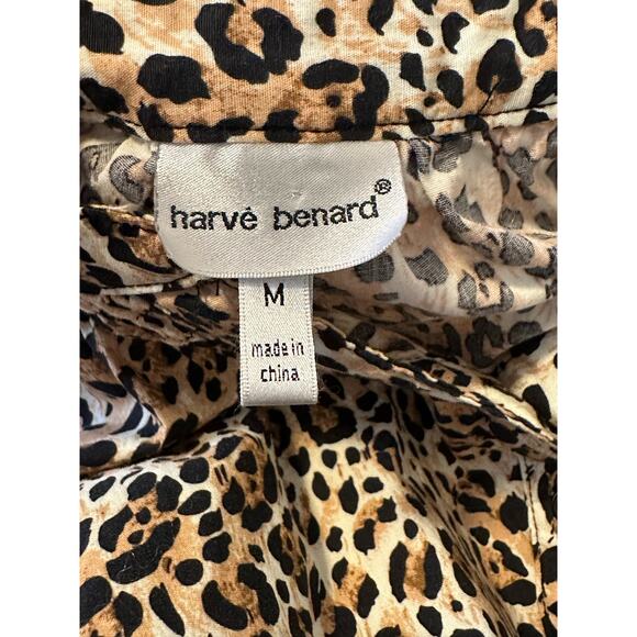 Harve Benard 3/4 sleeves animal print tunic button blouse size M - Picture 3 of 10